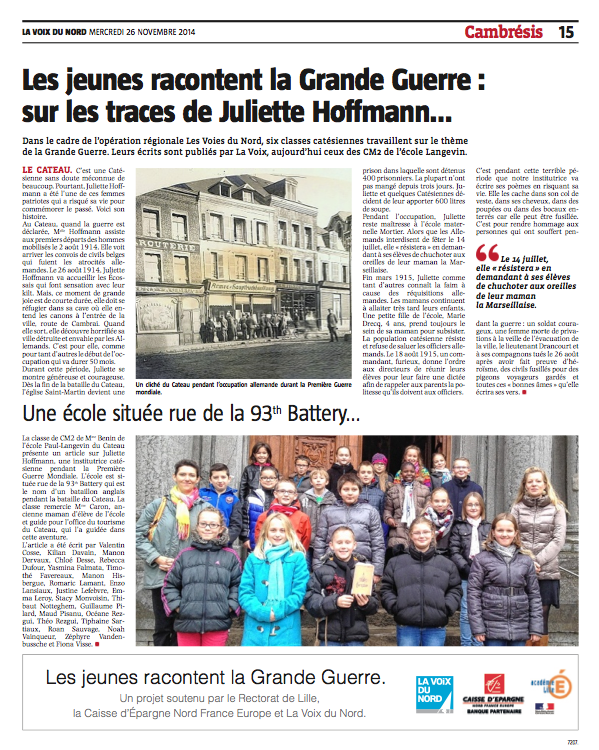 Voix du Nord Cambrai 26/11/14